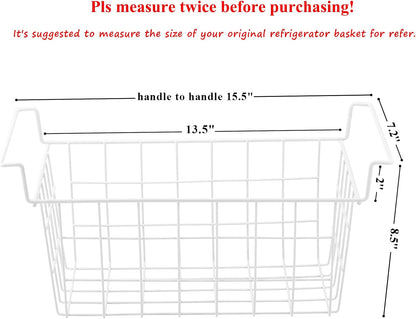 17.5 Inch Freezer Organizer Bins for Chest Freezer Refrigerator Basket Storage Rack Bins Deep Freezer Metal Wire Baskets 2Pcs