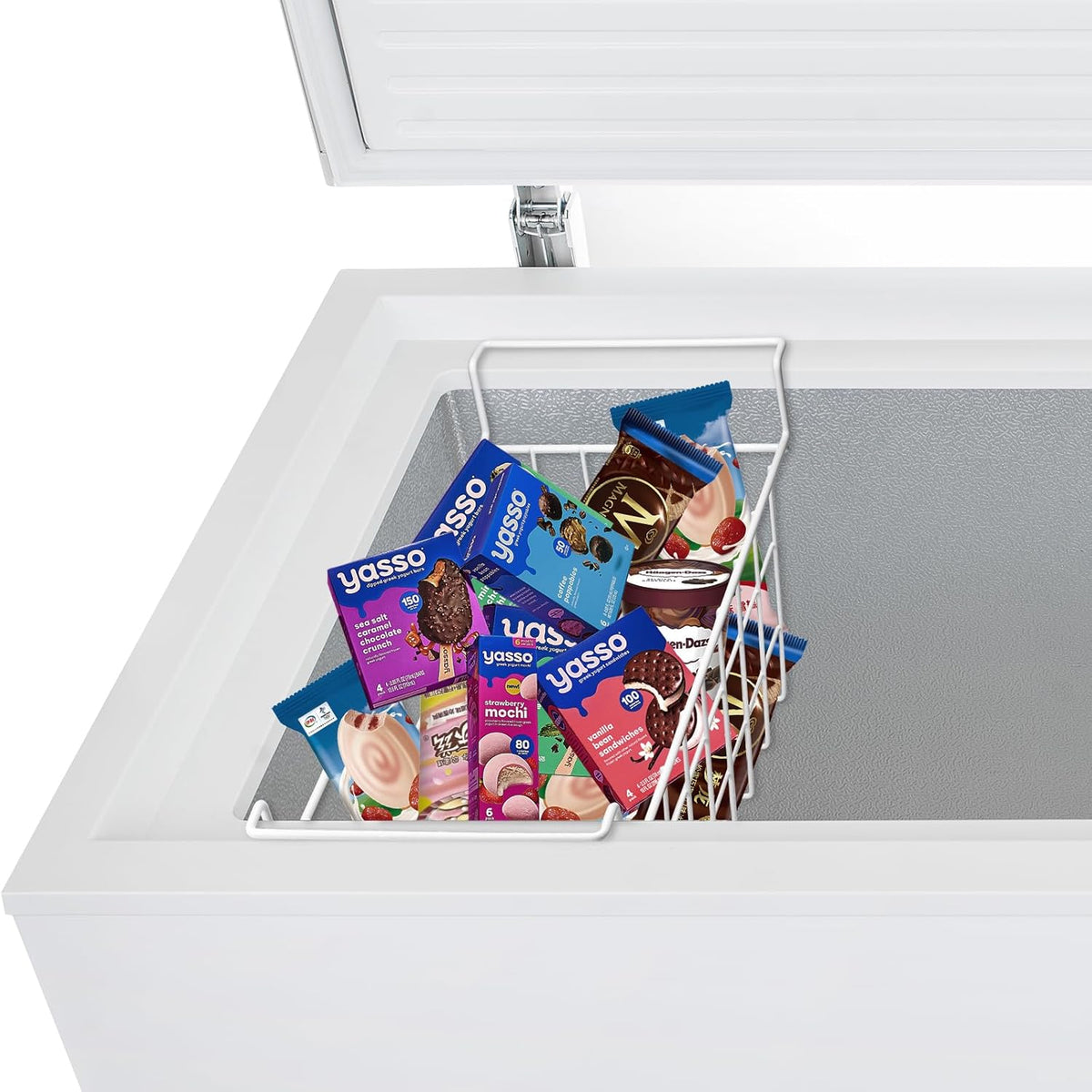 17.5 Inch Freezer Organizer Bins for Chest Freezer Refrigerator Basket Storage Rack Bins Deep Freezer Metal Wire Baskets 2Pcs