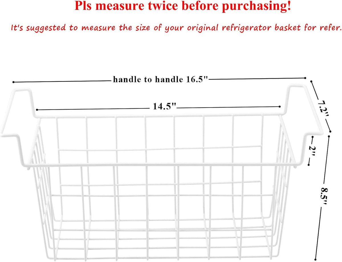 17.5 Inch Freezer Organizer Bins for Chest Freezer Refrigerator Basket Storage Rack Bins Deep Freezer Metal Wire Baskets 2Pcs