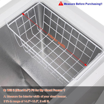17.5 Inch Freezer Organizer Bins for Chest Freezer Refrigerator Basket Storage Rack Bins Deep Freezer Metal Wire Baskets 2Pcs