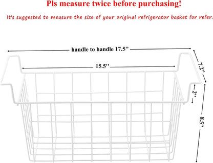 17.5 Inch Freezer Organizer Bins for Chest Freezer Refrigerator Basket Storage Rack Bins Deep Freezer Metal Wire Baskets 2Pcs