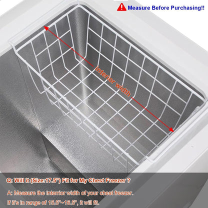 17.5 Inch Freezer Organizer Bins for Chest Freezer Refrigerator Basket Storage Rack Bins Deep Freezer Metal Wire Baskets 2Pcs