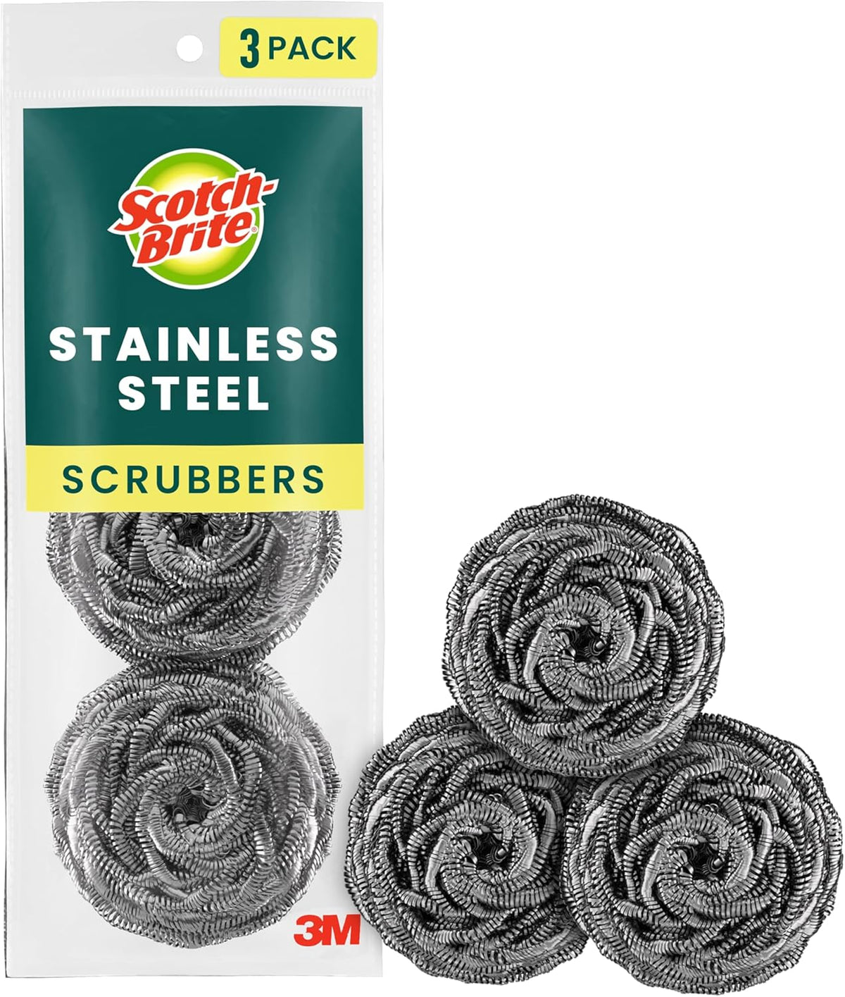 Stainless Steel Scrubbers, 3 Pack