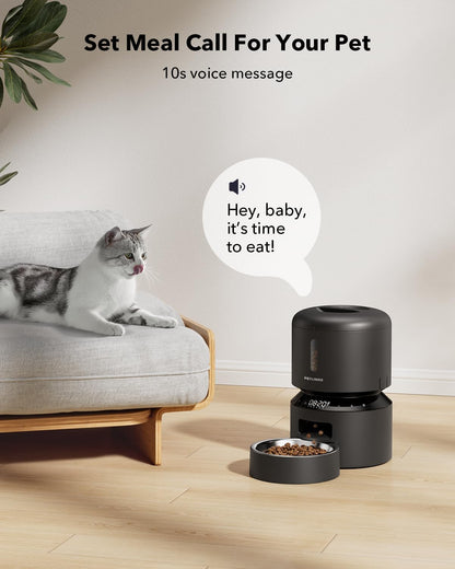 Automatic Cat Feeder – 3L Programmable Pet Food Dispenser with Airtight Storage, Timed Portion Control, Voice Meal Call & Dual Power Supply, Clog-Free Healthy Feeding for Cats & Small Dogs