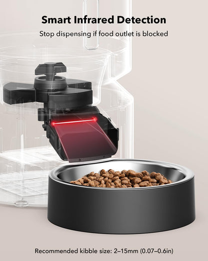 Automatic Cat Feeder – 3L Programmable Pet Food Dispenser with Airtight Storage, Timed Portion Control, Voice Meal Call & Dual Power Supply, Clog-Free Healthy Feeding for Cats & Small Dogs