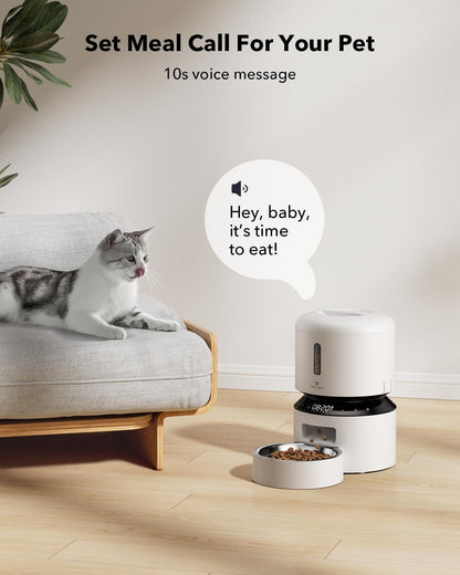 Automatic Cat Feeder – 3L Programmable Pet Food Dispenser with Airtight Storage, Timed Portion Control, Voice Meal Call & Dual Power Supply, Clog-Free Healthy Feeding for Cats & Small Dogs