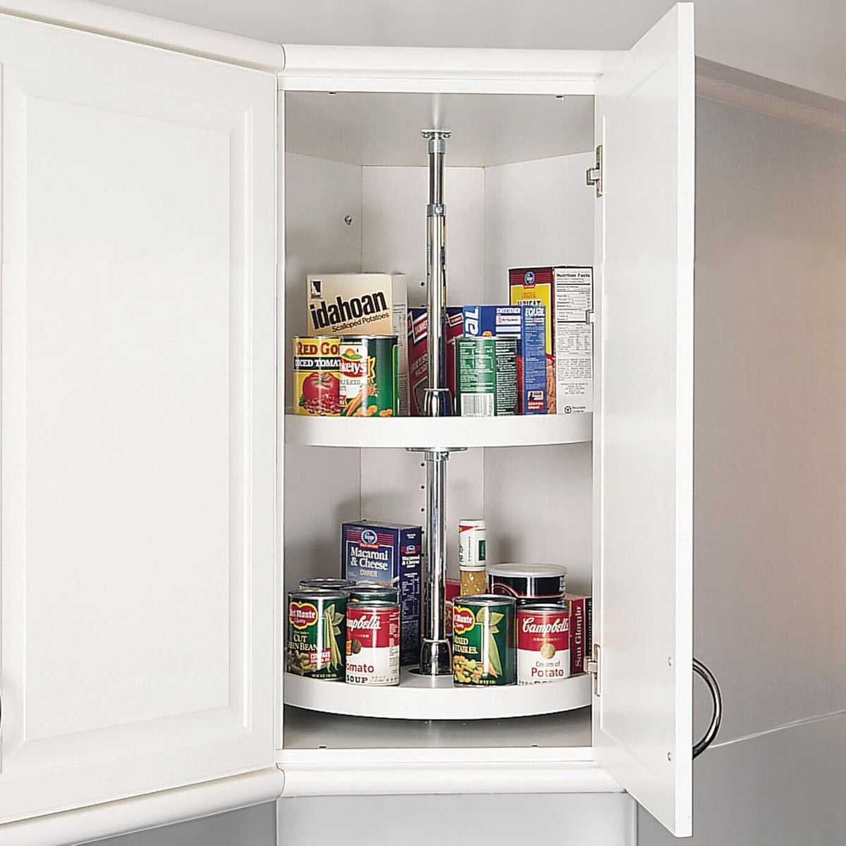 20" Full-Circle Dual Tier Lazy Susan for Corner Wall Cabinets