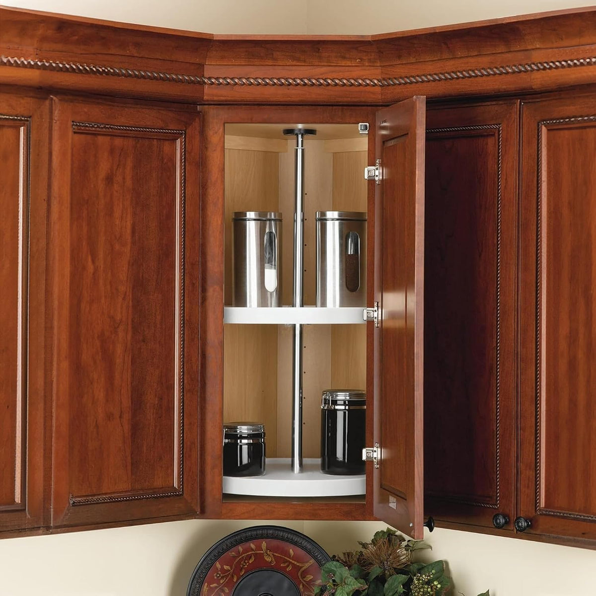 20" Full-Circle Dual Tier Lazy Susan for Corner Wall Cabinets