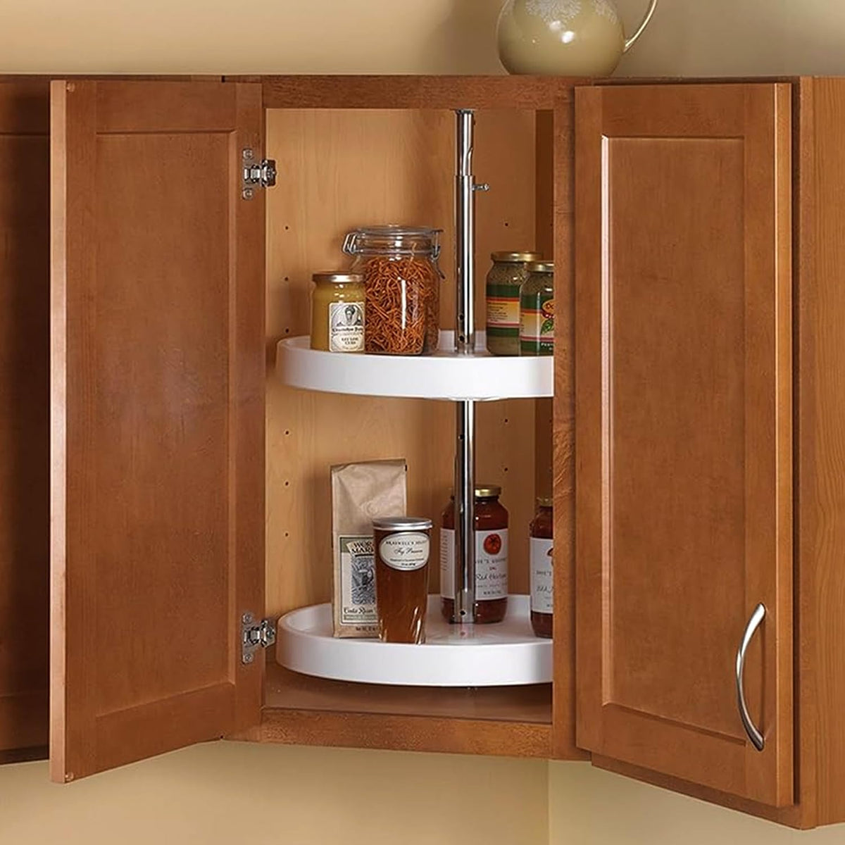 20" Full-Circle Dual Tier Lazy Susan for Corner Wall Cabinets
