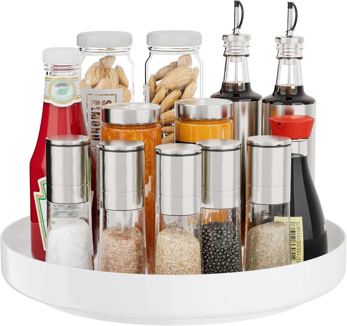 Lazy Susan Turntable Organizer - 13 inch Rotating Spice Rack Metal Lazy Susan for Cabinet Pantry Kitchen Countertop Bathroom Refrigerator Table Storage, Black