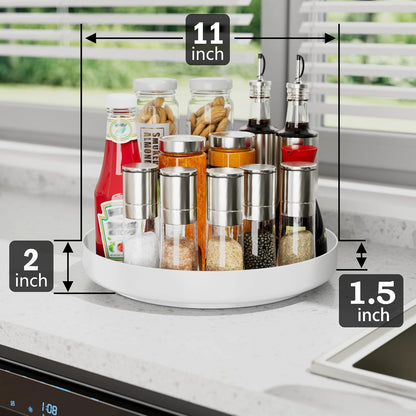 Lazy Susan Turntable Organizer - 13 inch Rotating Spice Rack Metal Lazy Susan for Cabinet Pantry Kitchen Countertop Bathroom Refrigerator Table Storage, Black