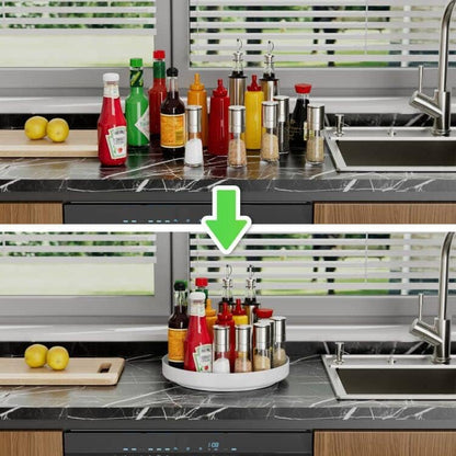 Lazy Susan Turntable Organizer - 13 inch Rotating Spice Rack Metal Lazy Susan for Cabinet Pantry Kitchen Countertop Bathroom Refrigerator Table Storage, Black