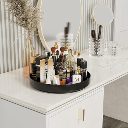 Lazy Susan Turntable Organizer - 13 inch Rotating Spice Rack Metal Lazy Susan for Cabinet Pantry Kitchen Countertop Bathroom Refrigerator Table Storage, Black
