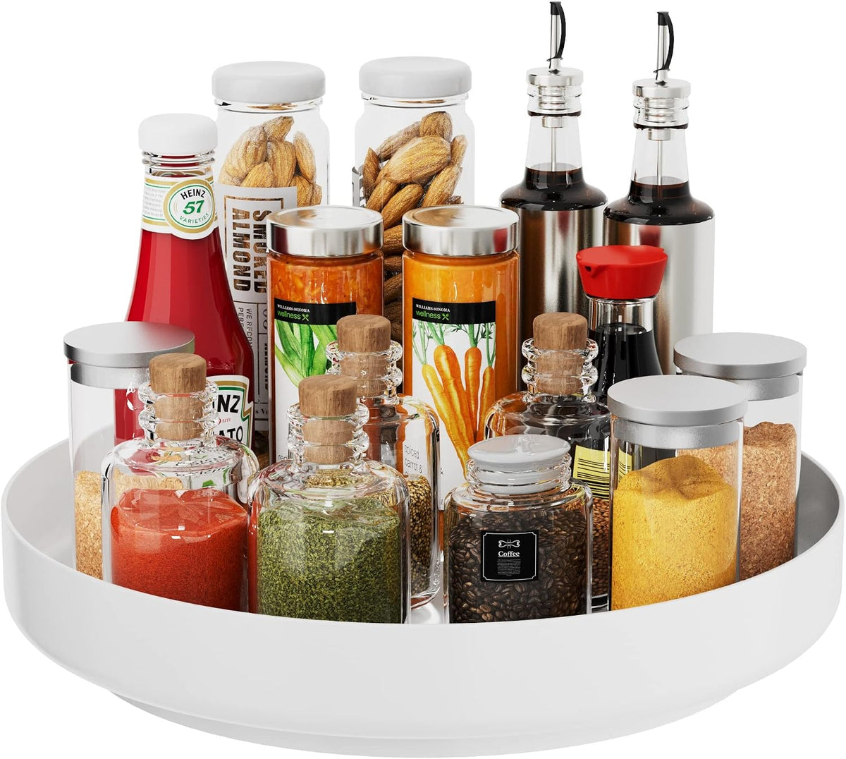 Lazy Susan Turntable Organizer - 13 inch Rotating Spice Rack Metal Lazy Susan for Cabinet Pantry Kitchen Countertop Bathroom Refrigerator Table Storage, Black