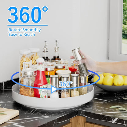 Lazy Susan Turntable Organizer - 13 inch Rotating Spice Rack Metal Lazy Susan for Cabinet Pantry Kitchen Countertop Bathroom Refrigerator Table Storage, Black