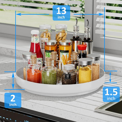 Lazy Susan Turntable Organizer - 13 inch Rotating Spice Rack Metal Lazy Susan for Cabinet Pantry Kitchen Countertop Bathroom Refrigerator Table Storage, Black