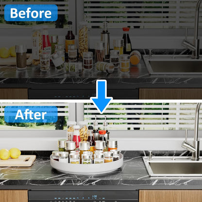 Lazy Susan Turntable Organizer - 13 inch Rotating Spice Rack Metal Lazy Susan for Cabinet Pantry Kitchen Countertop Bathroom Refrigerator Table Storage, Black