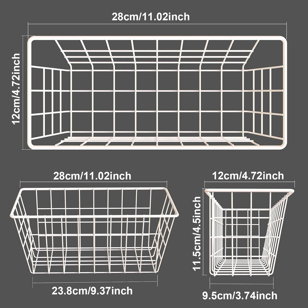 MaraFansie Hanging Kitchen Baskets, Wire Storage Basket Over Cabinet Door Organizer with Adhesive Hooks, No Drilling Pantry & Cabinet Organization for Kitchen Bathroom, Extra 2 Hooks, Black