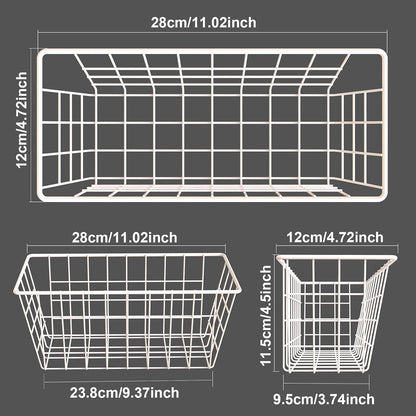 MaraFansie Hanging Kitchen Baskets, Wire Storage Basket Over Cabinet Door Organizer with Adhesive Hooks, No Drilling Pantry & Cabinet Organization for Kitchen Bathroom, Extra 2 Hooks, Black