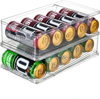 2-Tier Large Stackable Soda Can Organizer for Refrigerator - For Tall Cans of 500ml/17oz - Fridge Can Organizer Dispenser, Beverage Can Holder for Refrigerator, Pantry, Cupboard