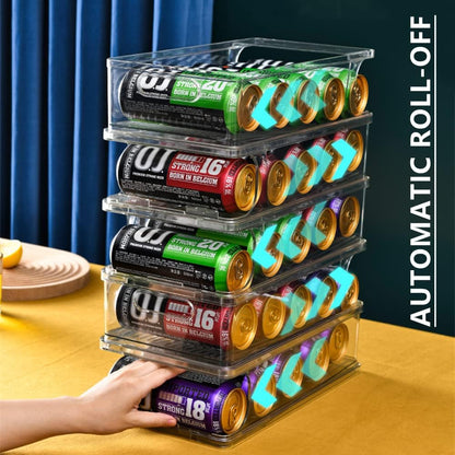 2-Tier Large Stackable Soda Can Organizer for Refrigerator - For Tall Cans of 500ml/17oz - Fridge Can Organizer Dispenser, Beverage Can Holder for Refrigerator, Pantry, Cupboard