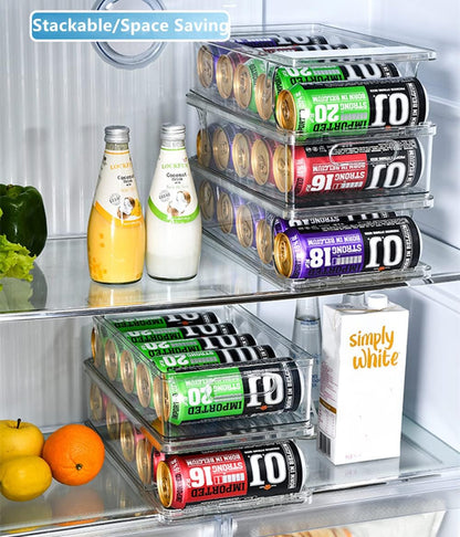 2-Tier Large Stackable Soda Can Organizer for Refrigerator - For Tall Cans of 500ml/17oz - Fridge Can Organizer Dispenser, Beverage Can Holder for Refrigerator, Pantry, Cupboard