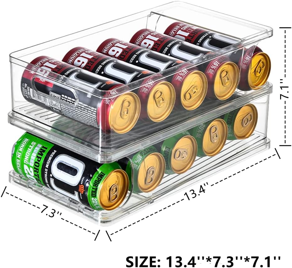 2-Tier Large Stackable Soda Can Organizer for Refrigerator - For Tall Cans of 500ml/17oz - Fridge Can Organizer Dispenser, Beverage Can Holder for Refrigerator, Pantry, Cupboard