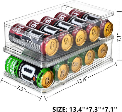 2-Tier Large Stackable Soda Can Organizer for Refrigerator - For Tall Cans of 500ml/17oz - Fridge Can Organizer Dispenser, Beverage Can Holder for Refrigerator, Pantry, Cupboard