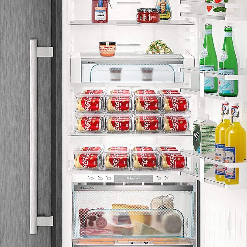 2-Tier Large Stackable Soda Can Organizer for Refrigerator - For Tall Cans of 500ml/17oz - Fridge Can Organizer Dispenser, Beverage Can Holder for Refrigerator, Pantry, Cupboard