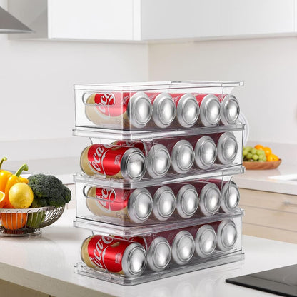 2-Tier Large Stackable Soda Can Organizer for Refrigerator - For Tall Cans of 500ml/17oz - Fridge Can Organizer Dispenser, Beverage Can Holder for Refrigerator, Pantry, Cupboard