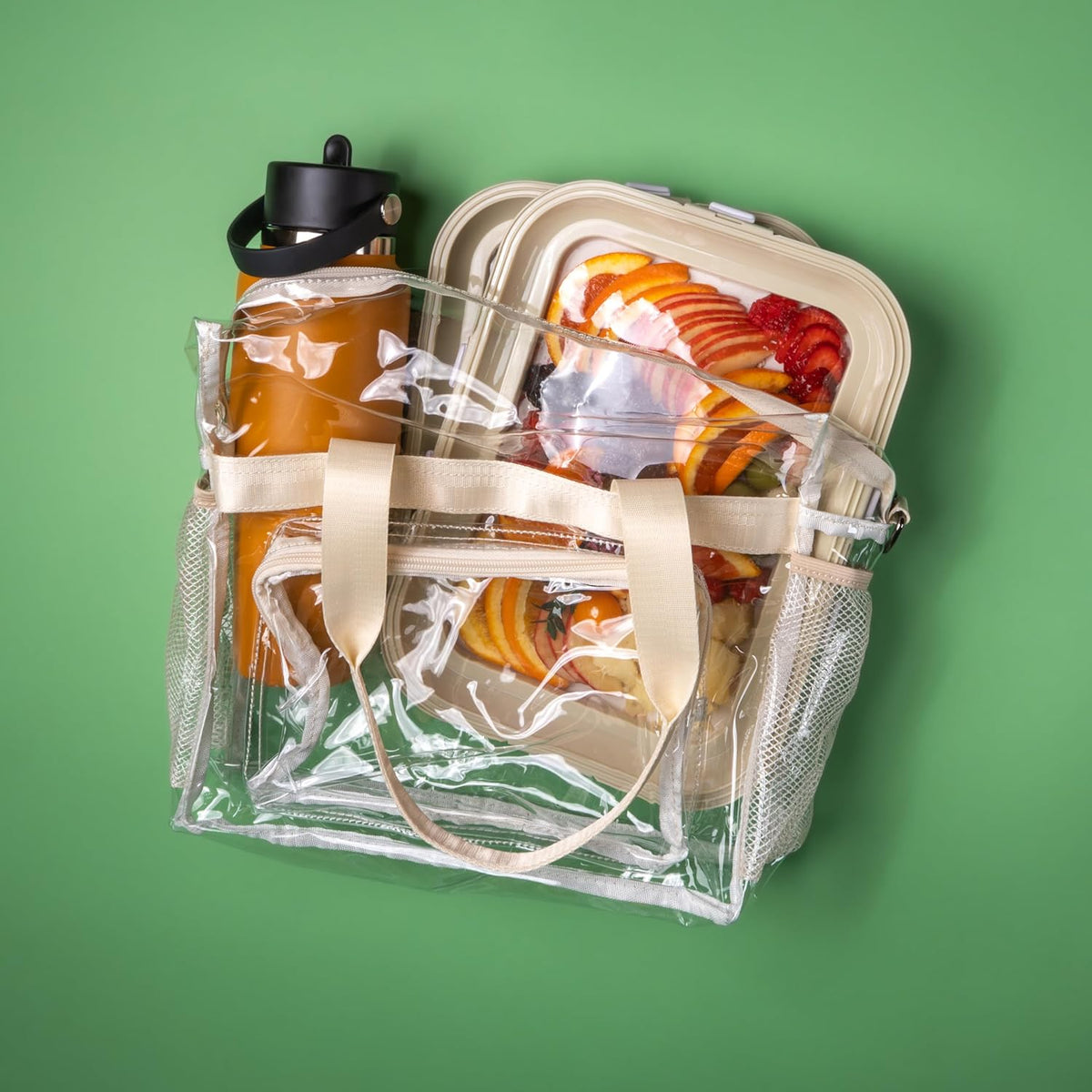 Portable Snack Tray | Rectangle | Cream White | Reversible Stretch Lid Food Containers | BPA-Free, Freezer & Dishwasher Safe | Meal-Prep, Charcuterie, Salads, Picnic, Travel