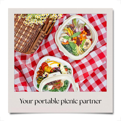 Portable Snack Tray | Rectangle | Cream White | Reversible Stretch Lid Food Containers | BPA-Free, Freezer & Dishwasher Safe | Meal-Prep, Charcuterie, Salads, Picnic, Travel