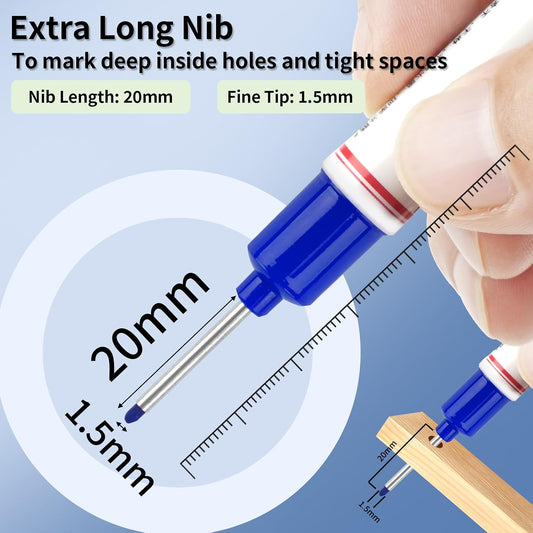 15 Pcs Long Nib Marker Pens with 20 mm Long Head Nose Tip, Colorful