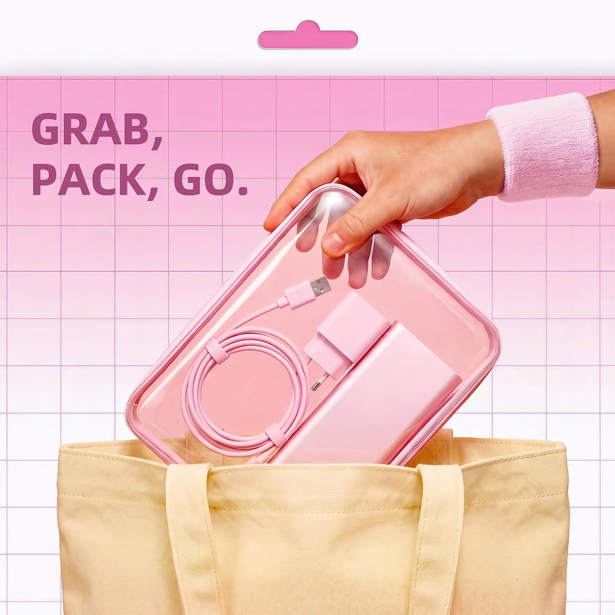 3PCS Large Clear Hard Shell Zippered Case, Diaper Bag Organizing Pouches, Waterproof Cosmetic Bag, Storage Organizer Bins.