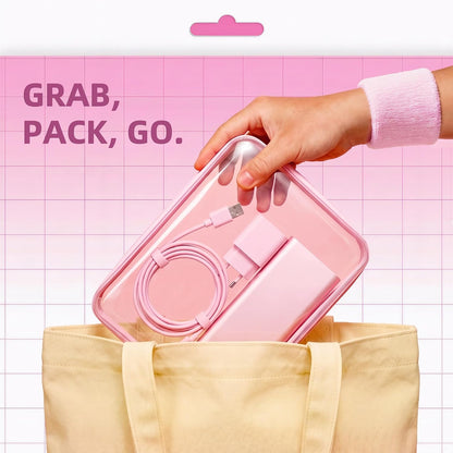 3PCS Large Clear Hard Shell Zippered Case, Diaper Bag Organizing Pouches, Waterproof Cosmetic Bag, Storage Organizer Bins.