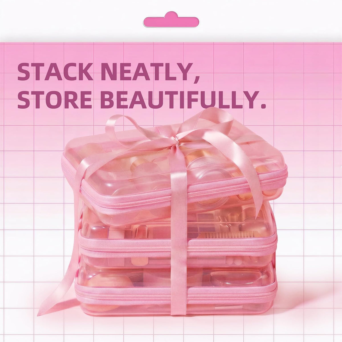 3PCS Large Clear Hard Shell Zippered Case, Diaper Bag Organizing Pouches, Waterproof Cosmetic Bag, Storage Organizer Bins.