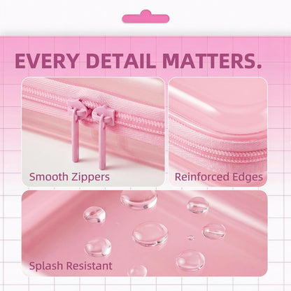 3PCS Large Clear Hard Shell Zippered Case, Diaper Bag Organizing Pouches, Waterproof Cosmetic Bag, Storage Organizer Bins.