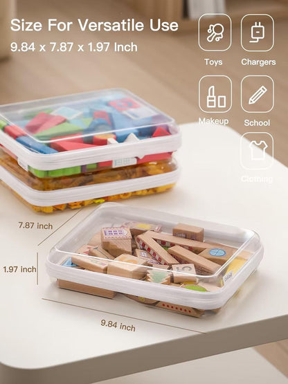 3PCS Large Clear Hard Shell Zippered Case, Diaper Bag Organizing Pouches, Waterproof Cosmetic Bag, Storage Organizer Bins.