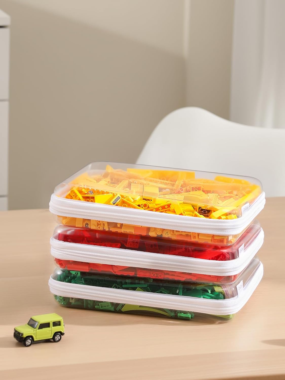 3PCS Large Clear Hard Shell Zippered Case, Diaper Bag Organizing Pouches, Waterproof Cosmetic Bag, Storage Organizer Bins.
