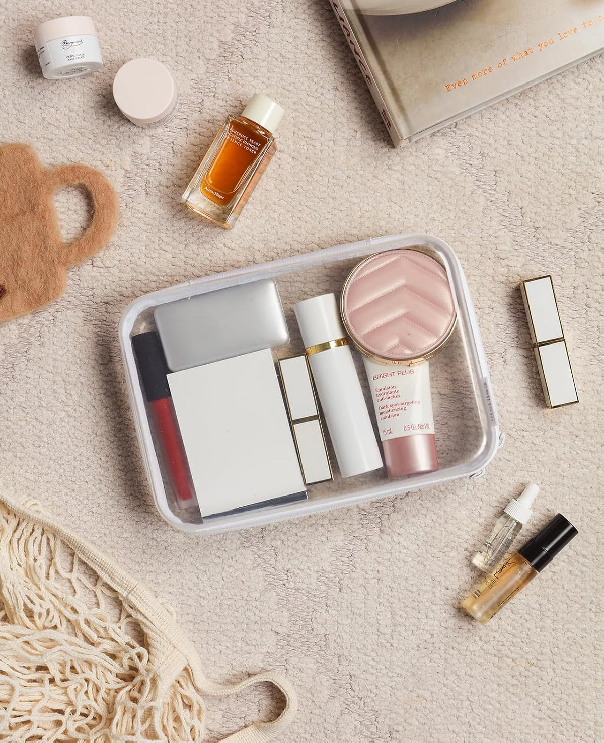3PCS Large Clear Hard Shell Zippered Case, Diaper Bag Organizing Pouches, Waterproof Cosmetic Bag, Storage Organizer Bins.