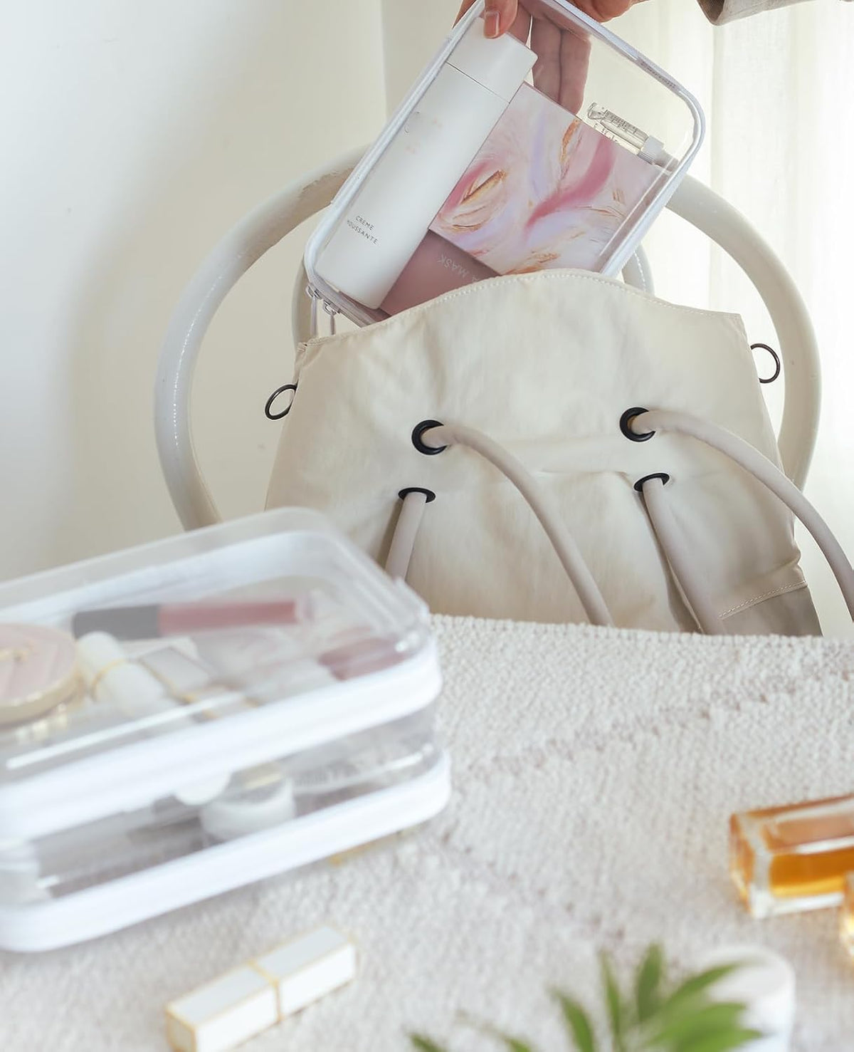 3PCS Large Clear Hard Shell Zippered Case, Diaper Bag Organizing Pouches, Waterproof Cosmetic Bag, Storage Organizer Bins.