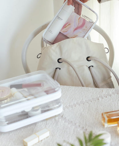 3PCS Large Clear Hard Shell Zippered Case, Diaper Bag Organizing Pouches, Waterproof Cosmetic Bag, Storage Organizer Bins.