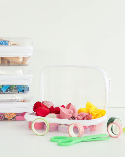 3PCS Large Clear Hard Shell Zippered Case, Diaper Bag Organizing Pouches, Waterproof Cosmetic Bag, Storage Organizer Bins.