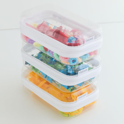 3PCS Large Clear Hard Shell Zippered Case, Diaper Bag Organizing Pouches, Waterproof Cosmetic Bag, Storage Organizer Bins.