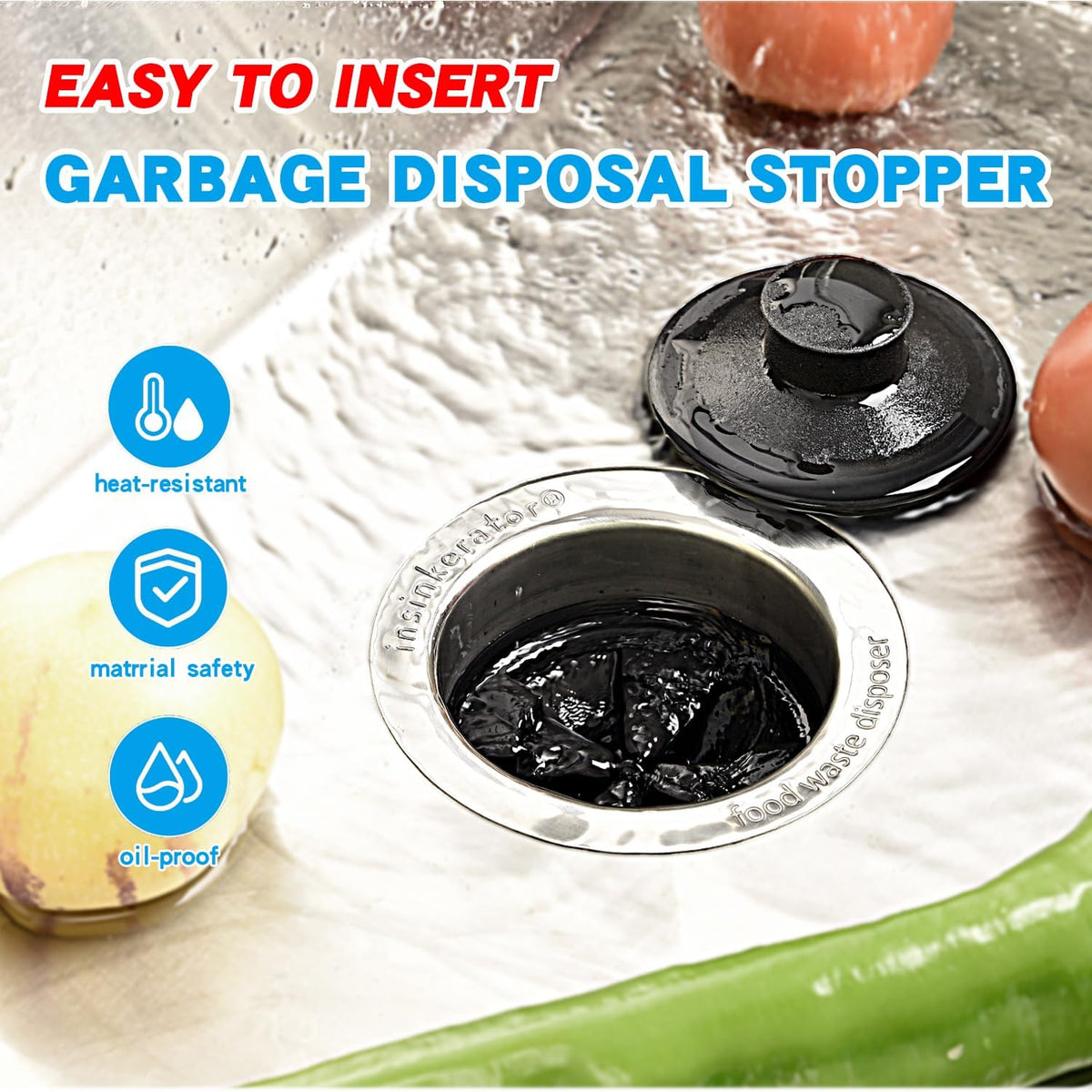 Garbage Disposal 3 3/8" Splash Guard Rubber Sink Baffle Replacement Insert