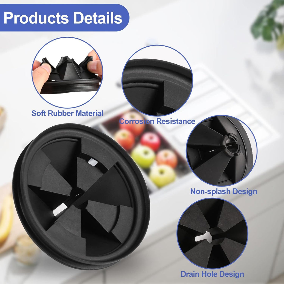Garbage Disposal 3 3/8" Splash Guard Rubber Sink Baffle Replacement Insert