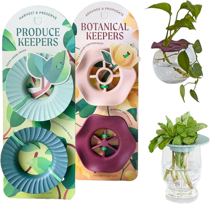 Produce Keeper for Fresh Herbs & Greens - Eco-Friendly, BPA-Free, Sustainable Materials - Extends Freshness Up to 2 Weeks - Gift for Plant Lovers and Home Chefs - 2 Pack