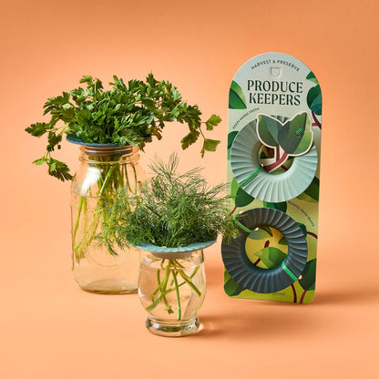 Produce Keeper for Fresh Herbs & Greens - Eco-Friendly, BPA-Free, Sustainable Materials - Extends Freshness Up to 2 Weeks - Gift for Plant Lovers and Home Chefs - 2 Pack