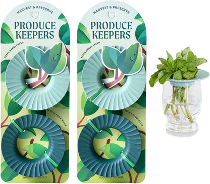 Produce Keeper for Fresh Herbs & Greens - Eco-Friendly, BPA-Free, Sustainable Materials - Extends Freshness Up to 2 Weeks - Gift for Plant Lovers and Home Chefs - 2 Pack