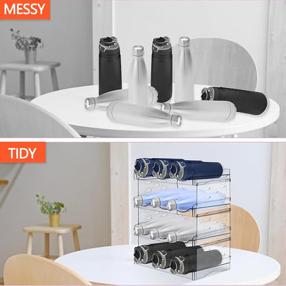 Stackable Wine Rack,Wine Bottle Holder for Inside Cabinet,for Pantry,Refrigerator,Countertop Organization-4 Tiers for 16 Bottles